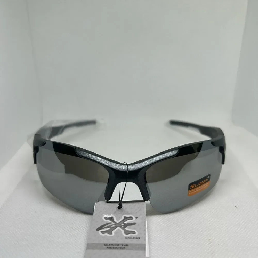 X-Loop Semi Rimless Wrap Mirrored Sunglasses